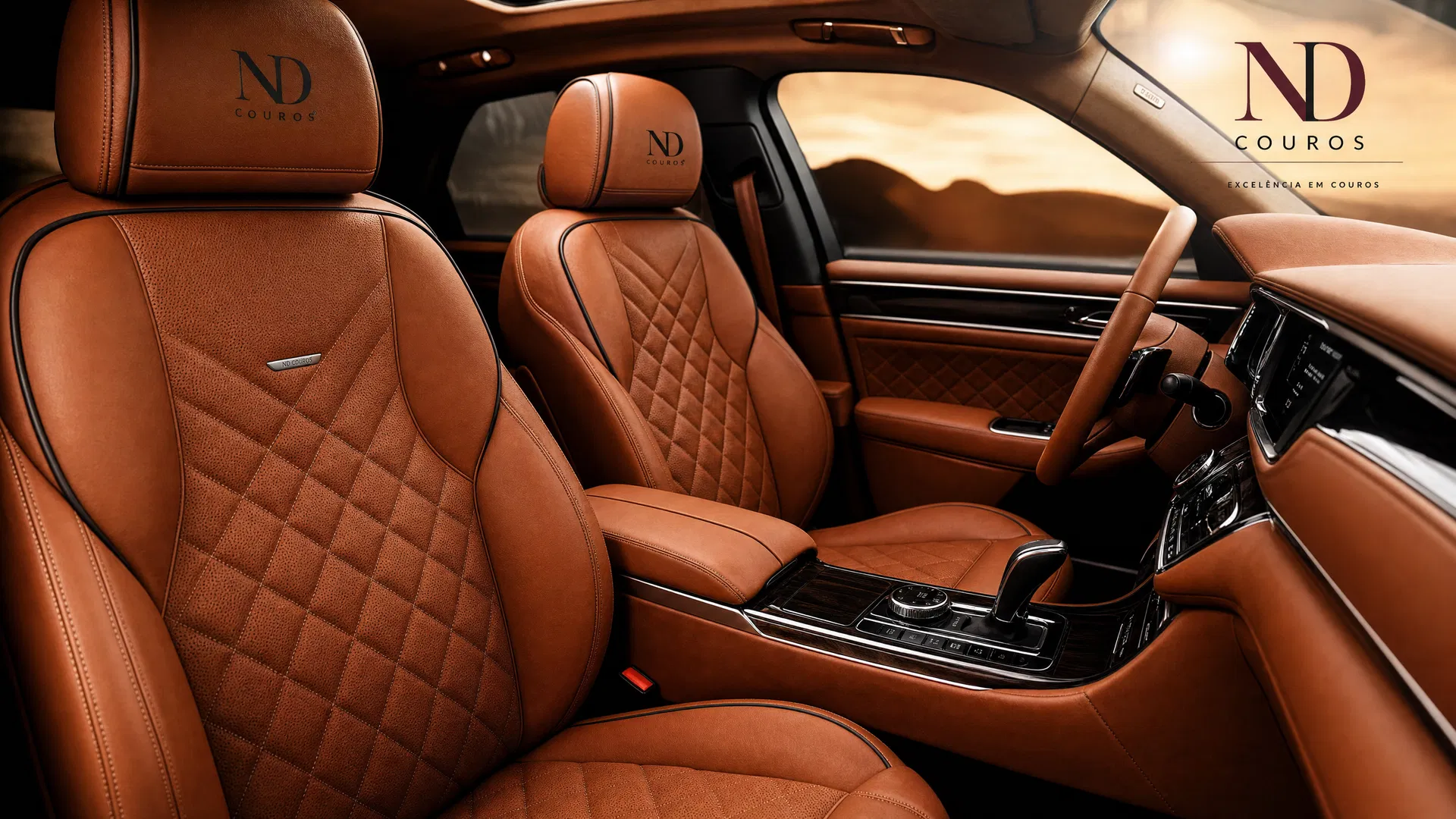 Interior de carro com revestimento de couro premium ND Couros